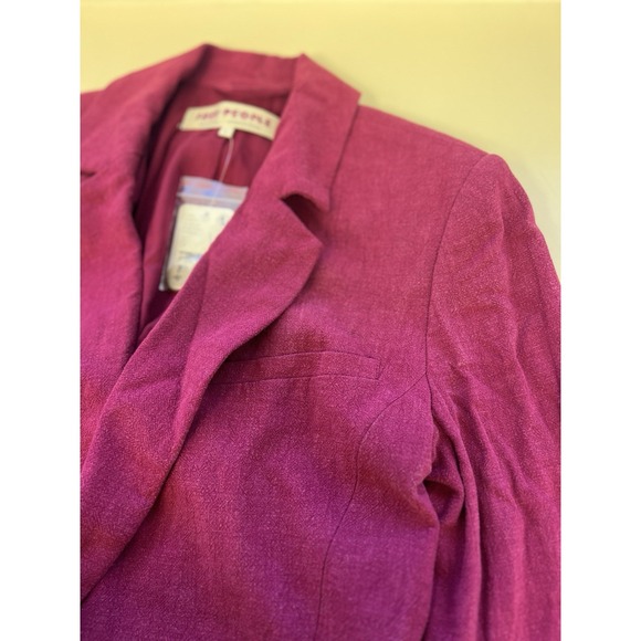 Free People $148 Coco Cropped Blazer Pink Linen Blend New Small Beachy Festival - Picture 2 of 8